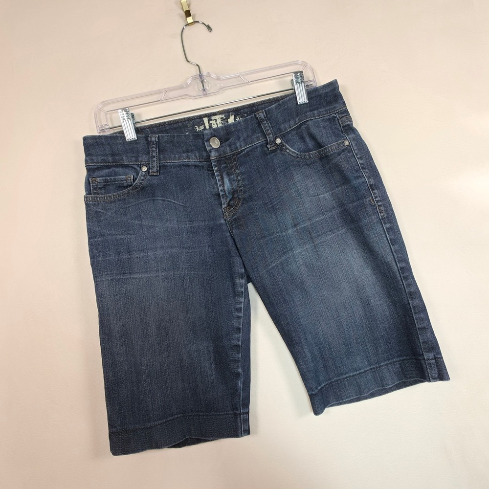 !iT Jeans Bermuda Shorts Womens 29 Dark Blue Y2K Coastal Minimalist - Picture 11 of 13